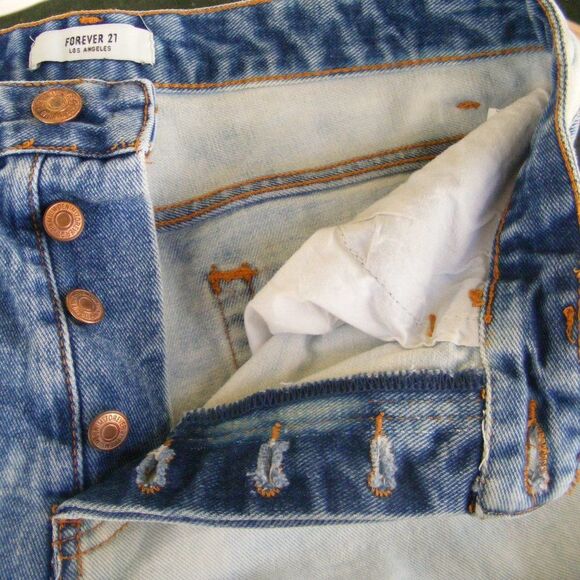 FOREVER 21 Shorts, 28, Cutoffs Color Block, Bleach - Picture 5 of 8